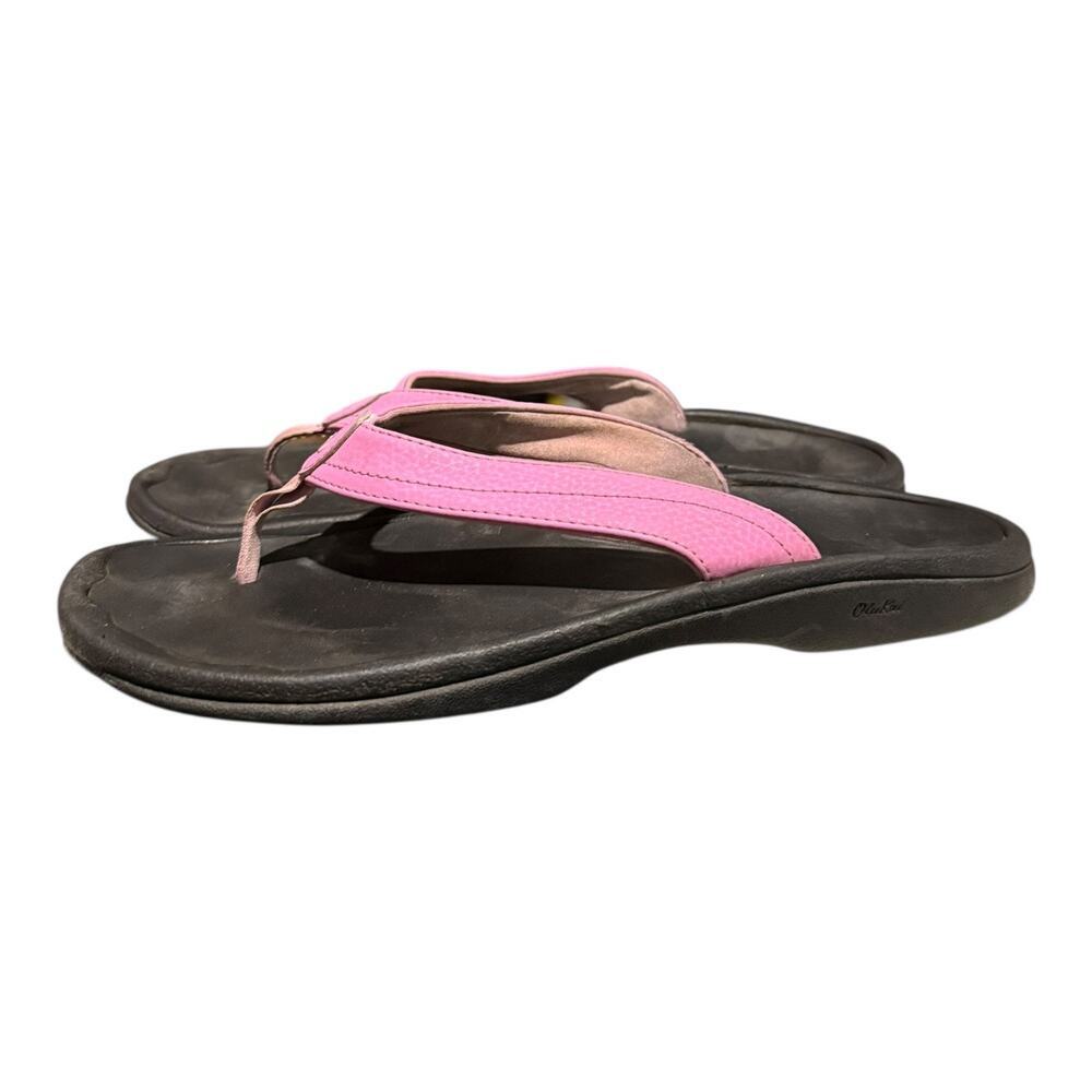 Olukai Ohana Flip Flop Beach Sandals in Black Dragonfruit Pink Women’s Size 10 - Picture 6 of 11